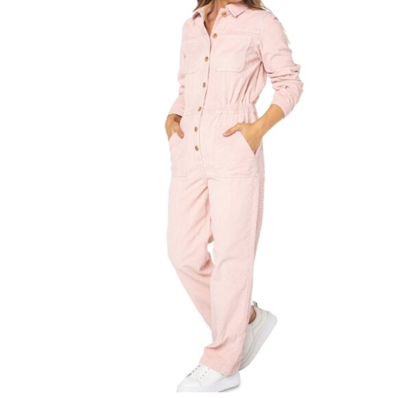Celebrity Pink cordoroy jumpsuit Medium pink utility streetwear casual comfort - Picture 1 of 13